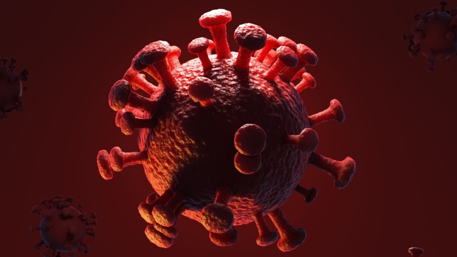 3d rendering abstract conceptual illustration of microscopic close up pathogen form with spikes of dangerous corona virus disease particles 